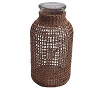 Bortivier Florero de Cristal de Paja Maceta Japonesa Cesta de Flores Creativa Fruncido NóRdico para Plantas de Agua -L