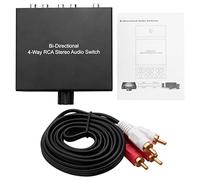 Bortivier Interruptor de Audio EstéReo Bidireccional de 4 VíAs 1 Entrada 4 Salidas o 4 en 1 Salida Jack L/R Selector de Conmutador de Audio de Canal de Sonido