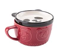Bortivier Japonesa de Café de CeráMica Creativa Shiba Inu Panda de Agua con Tapa para Desayuno para Leche de Pareja en Casa (Rojo)