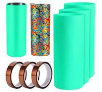 Bortivier Juego de 3 Vasos de SublimacióN, Mangas de Bandas de Silicona para Tazas en Rectas Delgadas de 20 Onzas con Cintas de Transferencia, MáQuina de Prensa