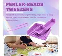 Bortivier Juego de Pinzas y Bandeja Alineadora de una Sola Aguja para Cuentas Fusibles de 5 Mm, Herramienta para Crear Pulseras de Joyería.