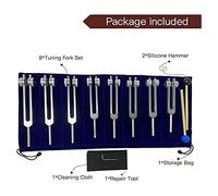 Bortivier Juego de Tenedores de AfinacióN de Chakras para la CuracióN, 8 Piezas de Tenedores de AfinacióN de Chakras Plateados para MeditacióN