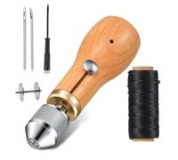 Bortivier Kit de PunzóN de Costura de, Herramientas Artesanales, MáQuina de Coser A Mano, Juego de Agujas de Hilo de Bloqueo, Herramienta de ReparacióN de Lienzo para Zapatero DIY