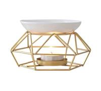 Bortivier LáMpara de Fragancia de CeráMica Quemador de Aceite Quemador de Metal para Aceites Esenciales Quemador de FusióN de con TazóN de CeráMica Redondo