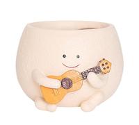 Bortivier Maceta con Cara Sonriente y Orificio de Drenaje, Resina para Cuerdas de Plantas, Macetas Suculentas de Guitarra Únicas para Interiores