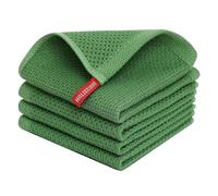 Bortivier PañOs para Platos de Cocina con Tejido Tipo Gofre 100% AlgodóN, PañOs para Platos Ultrasuaves, Absorbentes y de Secado RáPido, Color Verde