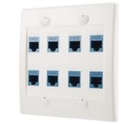 Bortivier Placa de Pared Ethernet 8 Puertos - Doble Banda Cat6 RJ45 Conector Cable de Red Placa Frontal Hembra una Hembra - Azul