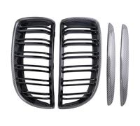 Bortivier Rejilla Frontal con Aspecto de Fibra de Carbono para Coche, Rejilla de Doble ListóN para Serie 3 E90 E91 2005-2008
