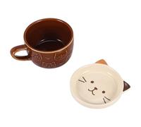 Bortivier Tazas de Café de CeráMica Creativas con Tapa de Porcelana de Desayuno Familiar de Jugo de Leche Bebida (MarróN)