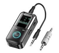 Bortivier Transmisor Receptor Bluetooth 5.4 Adaptador Bluetooth Auxiliar Inalámbrico para TV/Avión/Coche/HiFi/Altavoz con Adaptador de Audio