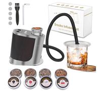 BORUIT Kit de ahumador de cóctel recargable, pistola de fumar ajustable con 3 ajustes, apagado automático y 4 sabores de virutas de madera con kit ahumado antiguo, regalos de whisky para hombres, papá