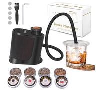 BORUIT Kit de ahumador de cóctel recargable, pistola de fumar ajustable con 3 ajustes, apagado automático y 4 sabores chips de madera con kit ahumado a la antigua, regalos de whisky para hombres, papá