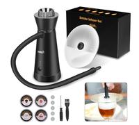 BORUIT Kit de ahumador de cócteles, pistola de ahumar alimentos con tapa de taza y 4 sabores de virutas de madera, infusor portátil de mano para bebidas y alimentos para cócteles, carne, bebidas,