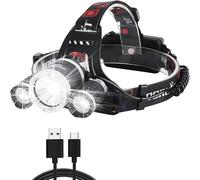 BORUIT RJ3000 Linterna Frontal Led Recargable, 5000 Lúmenes, Superluminosa | 4 Modos de Faro LED Iinterna Frontal Para Correr, Camping, Pesca, Ciclismo, Senderismo