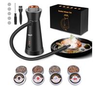 BORUiT SK301B Pistola de Humo, Aleación de Aluminio Infusor Ahumador con Paquete de 4 Virutas de madera, para la Cocina, Carne, Cócteles, Queso, Barbacoa (Negro 1)