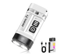 BORUIT U10 Linterna LED Alta Potencia 880 Lúmenes,Mini Linterna Pequeña EDC con Clip,LEDs Blancos y RGB,Magnética,Linterna a Pilas AA o Recargable,IPX4 Impermeable para Camping y Emergencia