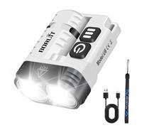 BORUIT U6 Mini Linterna, 1600 Lumen Recargable Pequeña Linterna, Super Brillante 9 Modos, con IP68 Impermeable, Clip Giratorio, Cola Magnética, para Camping Trabajo Emergencia (blanco)