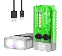 BORUIT V10 mini linterna LED, 1000 lumen linterna de llavero con 80dB alarma de zumbador, luz ultravioleta de 365 nm, linterna magnética impermeable ipx4