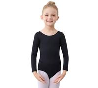 Boruizhen Chica Leotardo Gimnasia,Baile Clásico Chica Manga Larga Ballet Traje para Niños 3-12 Años, Negro , 130 (130-140cm, 8-10 ans)