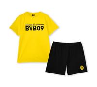 Borussia Dortmund BVB Schlafanzug schwarzgelb, Shirt, Hose, exklusive Kollektion, BVB09 Schriftzug, 100% Baumwolle, Kurz Fútbol, Unisex - Erwachsene, XL