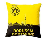 Borussia Dortmund Cojín con imagen del horizonte, Unisex, Negro/Amarillo, 40x40