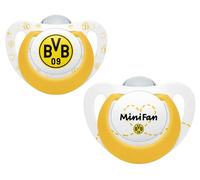 Borussia Dortmund - Juego de 2 chupetes, diseño de Minifan del Borussia BVB, 0-6 meses