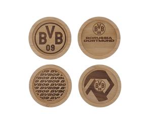 Borussia Dortmund Juego de 4 Posavasos de Madera, 10 x 10 x 1 cm