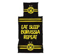 Borussia Dortmund Juego de Cama, 100% algodón, Negro, Talla única