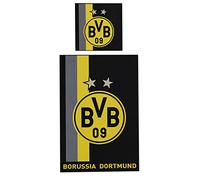 Borussia Dortmund Ropa de cama con patrón de rayas, Hombre, Negro/Amarillo, 135x200