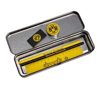 Borussia Dortmund Schreibset mit Metallbox, Exklusives BVB Schulset Juego de Escritura, Juventud Unisex, Amarillo y Negro, 21x7x4 cm