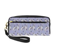 Borzoi y Huellas de Patas, Bolsa de Maquillaje Bolsa de cosméticos Bolsa de Aseo de Viaje portátil Estuche de Cuero para Mujeres y niñas