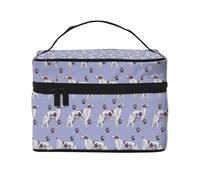 Borzoi y Huellas de Patas, Bolsa de Maquillaje Bolsa de cosméticos Bolsa de Aseo de Viaje portátil Estuche para lápices