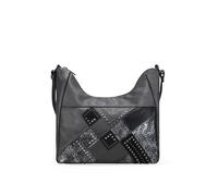 BOSANOVA Bolso Bandolera Tipo góndola para Mujer con Patchwork Frontal con tachas Decorativas y asa de Cruzar Regulable. Cierre con Cremallera. Gris U