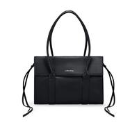 BOSANOVA Bolso de Hombro Tipo Shopper para Mujer con Solapa Rectangular, Logo y Doble asa rígida. Cierre con Doble imán en la Solapa Negro U