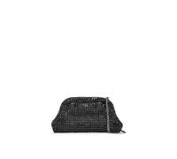 BOSANOVA Bolso de Mano Tipo Clutch para Mujer con Malla de Piedras Negras Brillantes, Incluye asa de Cadena extraíble. Cierre de Boquilla con imán. Negro U
