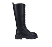 BOSANOVA Botas Altas Estilo Militar para Mujer con Cordones, Tirador Trasero y Suela de Plataforma Dentada. Cierre con Cremallera Interior. Calzado para Mujer Negro 39