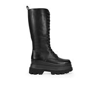 BOSANOVA Botas de Estilo Militar de caña Alta confeccionadas en Piel Vegana con Doble Plataforma y Suela Track. Cierre con Cordones y Cremallera. Calzado para Mujer Negro 39