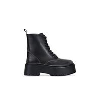 BOSANOVA Botas Militares Negras Estilo Punk para Mujer con Cordones en Vertical y Suela de Plataforma Dentada de 4.5 cm. Cierre con Cremallera Interior. Calzado para Mujer Negro 36