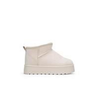 BOSANOVA Botines de Invierno para Mujer confeccionados en Ante con caña Baja de 9 cm, Detalle de Pelo Interior y Suela de Plataforma Dentada. Sin Cierre. Calzado para Mujer Beige 39