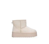 BOSANOVA Botines Estilo australianos confeccionados con caña Media de 12 cm, Detalle de Logo, Forro de Pelo y Suela de Plataforma de 4.5 cm. Sin Cierre. Calzado para Mujer Beige 38