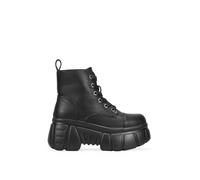 BOSANOVA Botines Militares Deportivos Negros para Mujer con Cordones en Vertical, caña Baja y Suela de Plataforma de 7 cm. Cierre Mediante Cremallera Interior. Calzado para Mujer Negro 36