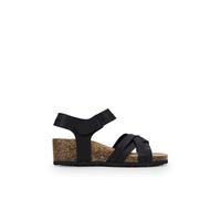 BOSANOVA Sandalias con Varias Tiras Decorativas Cruzadas al Empeine y Tira de sujección Regulable al Tobillo y Ligera cuña de Corcho. Cierre fácil. Calzado para Mujer Negro 40