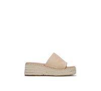 BOSANOVA Sandalias de Mujer Estilo Zueco confeccionadas en Ante Color Arena con Pala Ancha Delantera y Suela Cuadrada con cuña de Esparto. Sin Cierre. Calzado para Mujer Arena 41