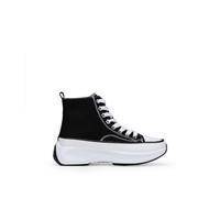 BOSANOVA Sneakers Zapatillas Abotinadas Altas Tobilleras con Detalles a Contraste con Suela de Plataforma con dentado. Cierre con Cordones. Calzado para Mujer Negro 40
