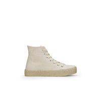 BOSANOVA Sneakers Zapatillas Abotinadas confeccionadas en Material de Canvas con Detalle de Plataforma en Esparto. Cierre con Cordones. Calzado para Mujer Beige 41