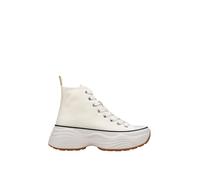 BOSANOVA Zapatillas Abotinadas para Mujer confeccionadas en Tela y Suela de Plataforma de 4.5 cm. Cierre con Cordones. Calzado para Mujer Blanco 39