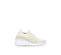 BOSANOVA Zapatillas Deportivas de Tela Tipo calcetín para Mujer confeccionadas en Material Textil elástico Color Beige con Suela de cuña de 5 cm. Sin Cierre. Calzado para Mujer Beige 40