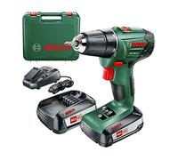 BOSCH 06039A3101 - Atornillador con batería de litio PSR 1800 LI-2. 18 V 1,5 Ah. Dos velocidades. Par de giro 20+1. Luz de trabajo. Máx 38 Nm. Syneon Chip con 2 baterías 18V 1,5 Ah. Cargador AL 2215 CV. Punta doble. Maletín.