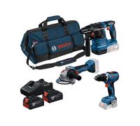 Bosch 0615A50094 Kit de 3 Herramientas 18V Inalámbrico con 2 Baterías 4Ah y Sistema Funcionamiento Sin Polvo