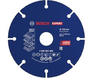 Bosch 1 disco de corte de carburo EXPERT Multi Material 125-22,23 mm | Para madera dura, madera con clavos, diámetro de 125 mm, accesorio profesional pequeño amoladora angular